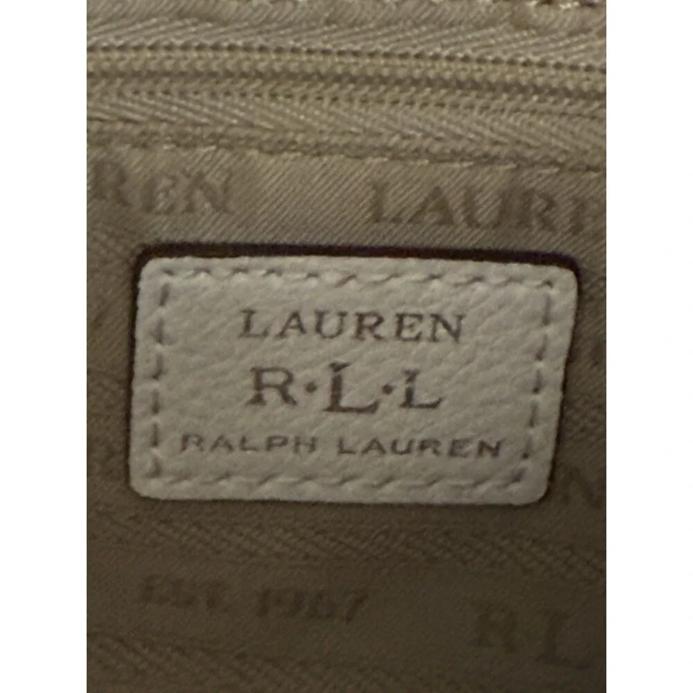 Lauren Ralph Lauren Pebbled Leather Crossbody Bag Ivory Cream RLL Silver Zip
